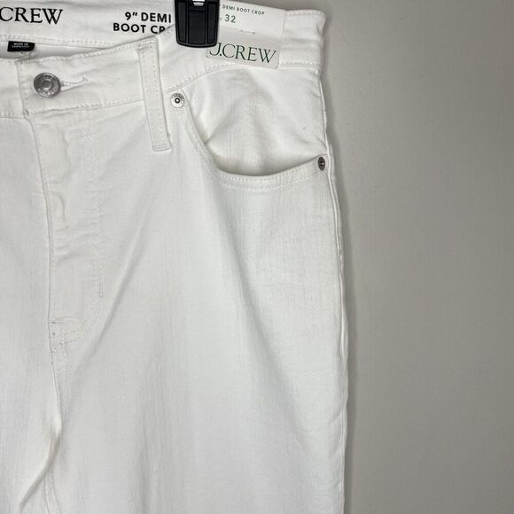 J.CREW Jeans Women 32 Demi Boot Crop NEW 9" Rise White Raw Hem Stretch BQ301 - Picture 2 of 15